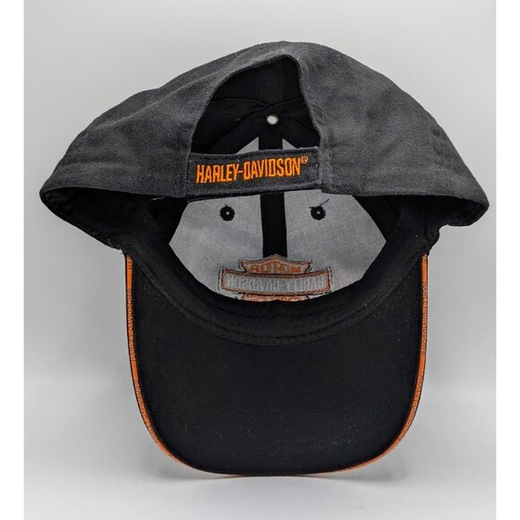 Harley-Davidson Motorcycles Hat Strap Back Cap Classic Black Orange Logo Chopper - Picture 4 of 6